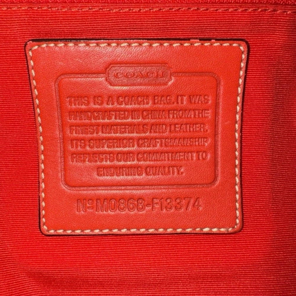 Coach XL Bleeker Millie Raffia Hobo Tote Bag F13374 Color Red and Tan - Picture 5 of 7